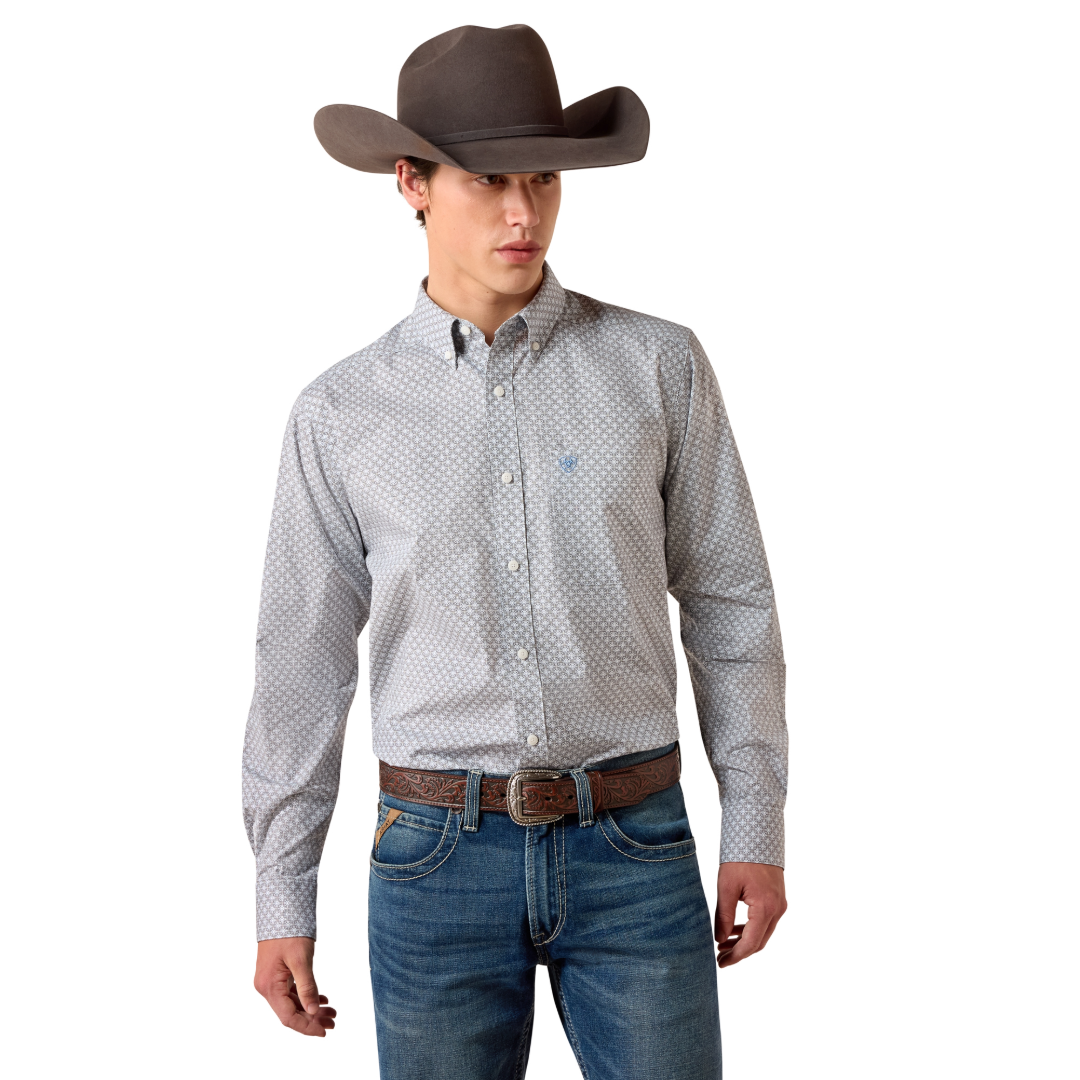 Ariat Men's Nola White Multi Geo Print Fitted Shirt 10079416
