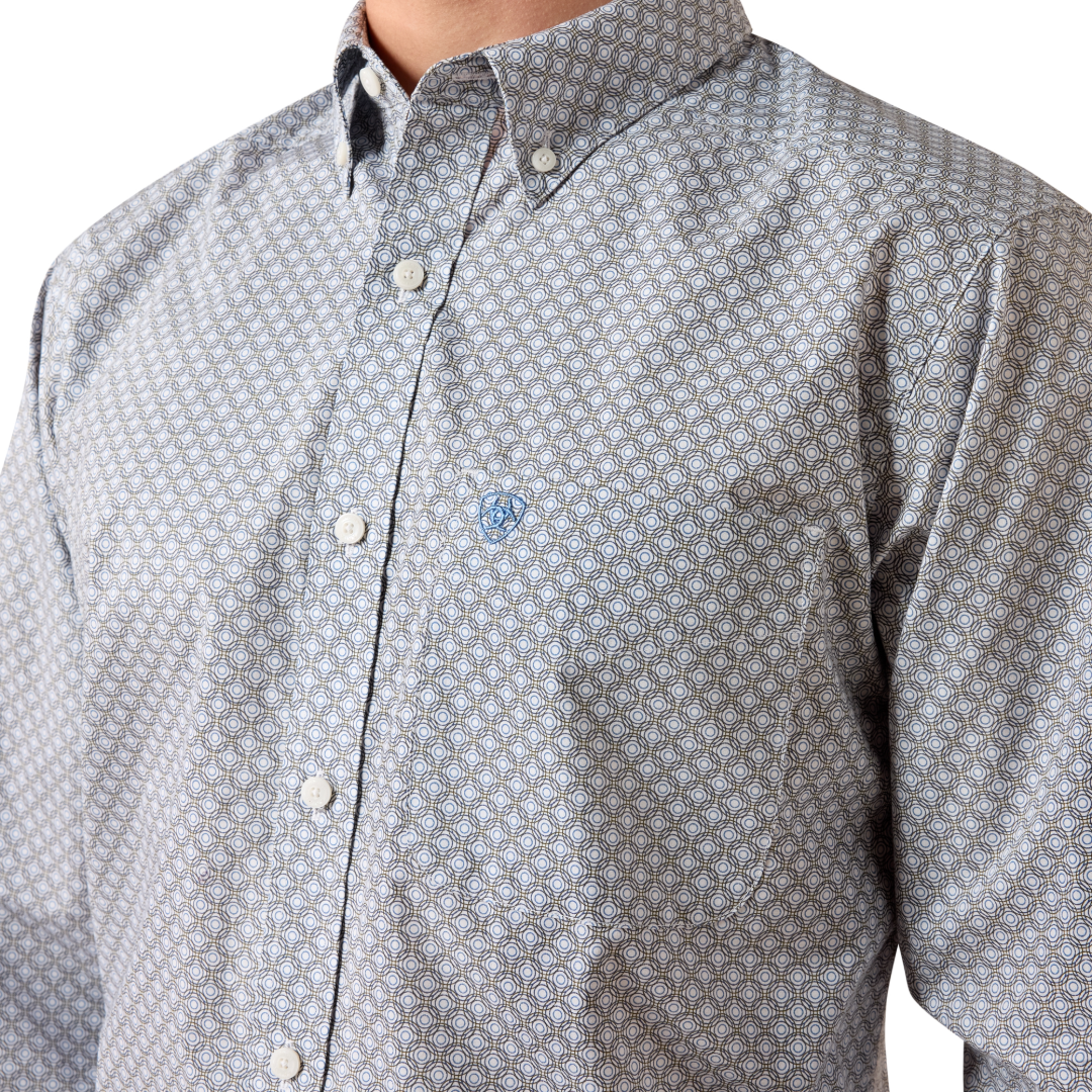 Ariat Men's Nola White Multi Geo Print Fitted Shirt 10079416