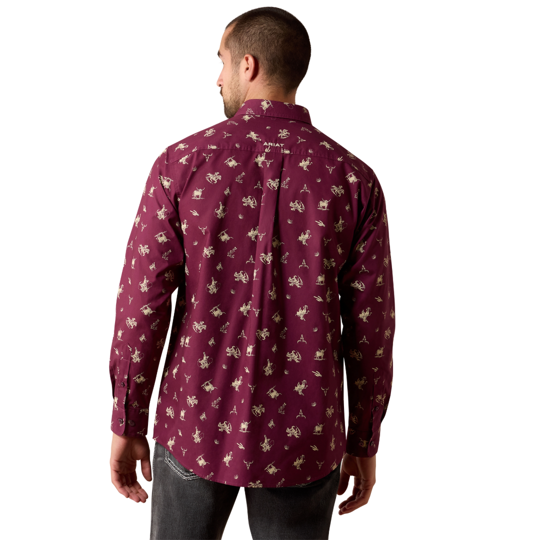 Ariat Men's Canaan Grape Vine Tossed Cowboy Print Classic Fit Shirt 10079610