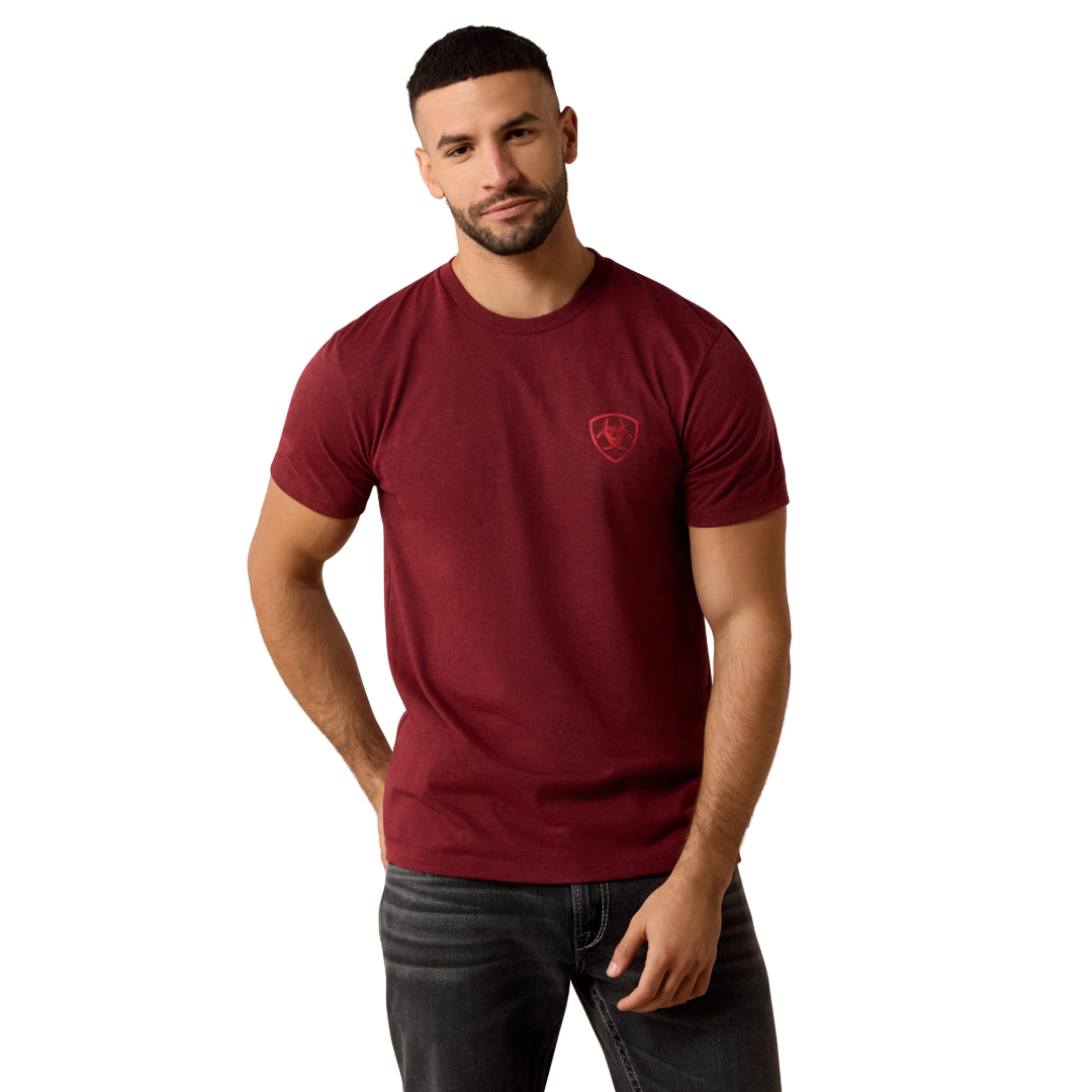 Ariat Men's Southwest Stamper Crimson Black Heather T-Shirt 10079657