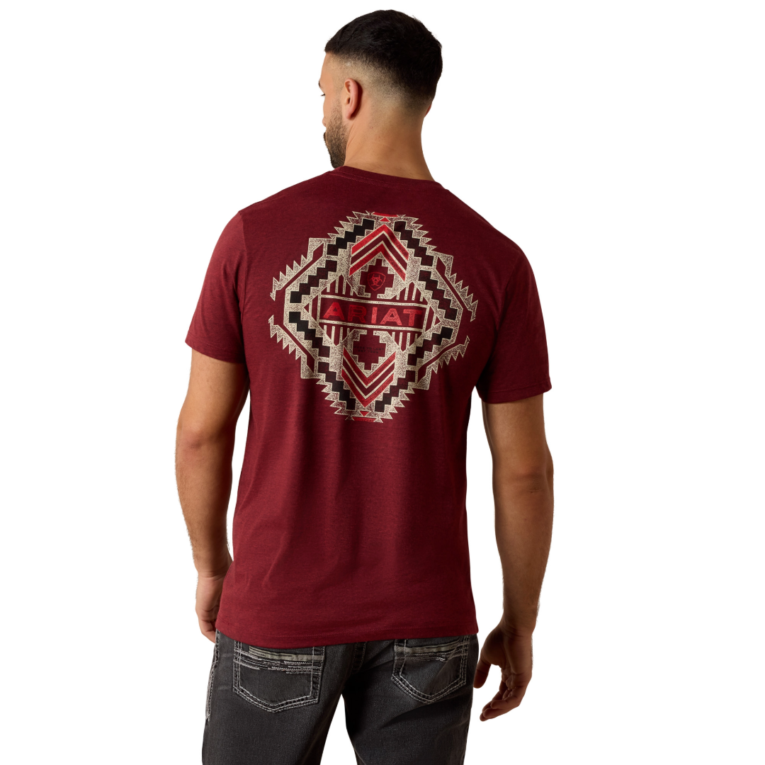 Ariat Men's Southwest Stamper Crimson Black Heather T-Shirt 10079657