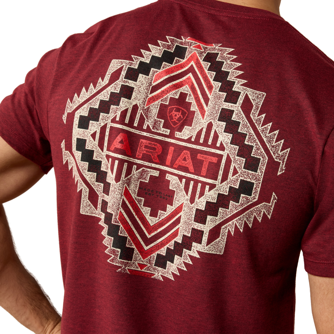 Ariat Men's Southwest Stamper Crimson Black Heather T-Shirt 10079657