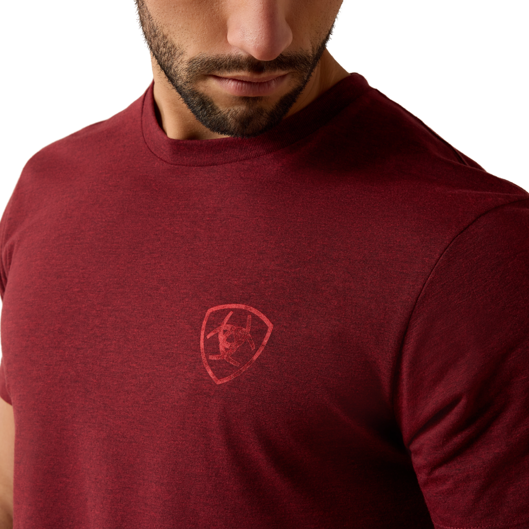 Ariat Men's Southwest Stamper Crimson Black Heather T-Shirt 10079657