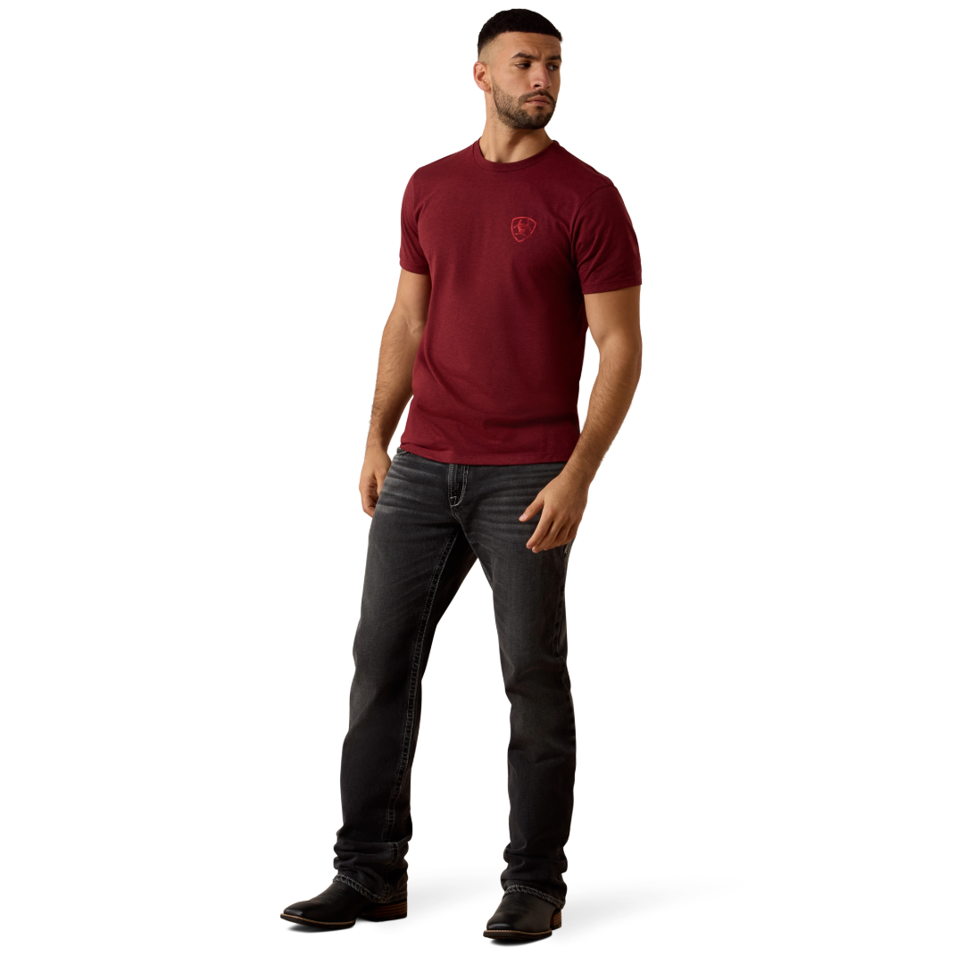 Ariat Men's Southwest Stamper Crimson Black Heather T-Shirt 10079657