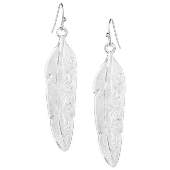 Montana Silversmith Ladies Love You More Silver Feather Earrings AMER5828