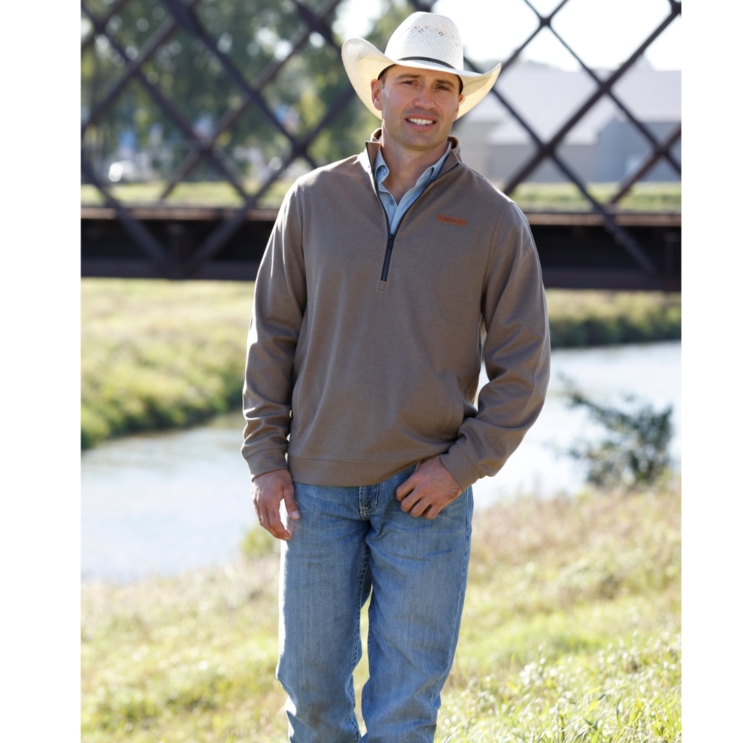 Cinch Men's Brown 1/2 Zip Knit Pullover MWK1913005