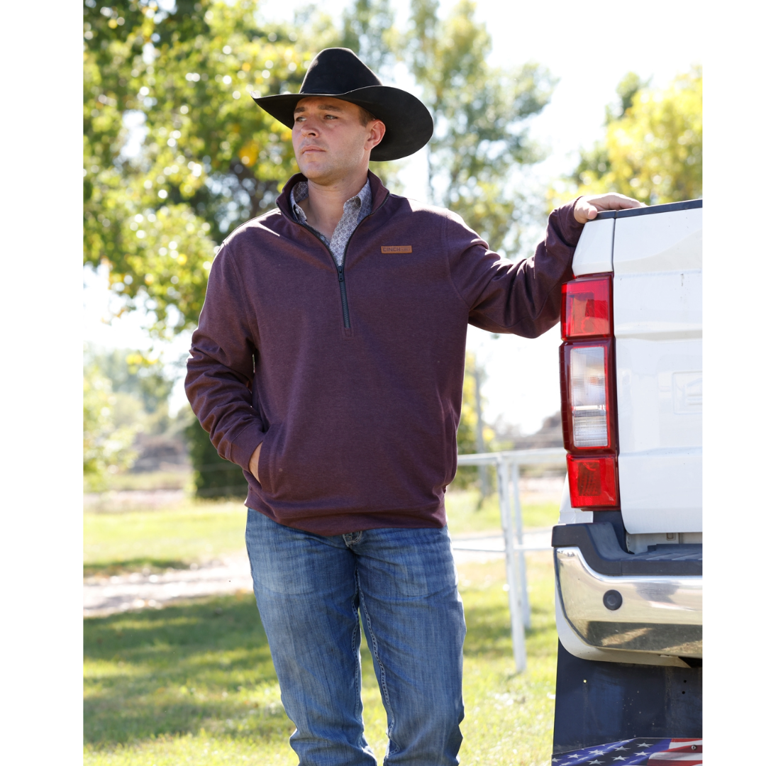 Cinch Men's Purple 1/2 Zip Knit Pullover MWK1913006