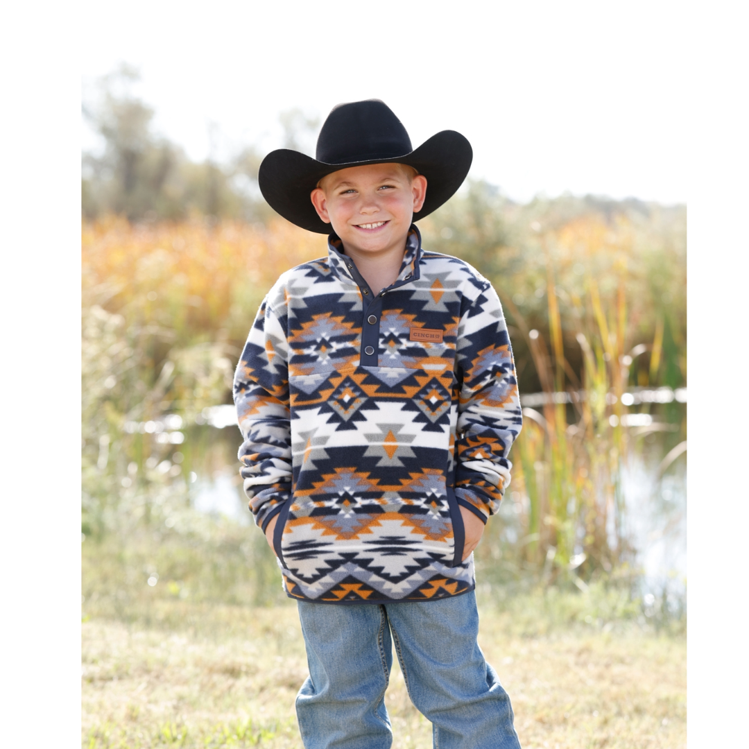 Cinch Youth Boy's Multi Aztec 1/4 Snap Polar Fleece Pullover MWK7590022