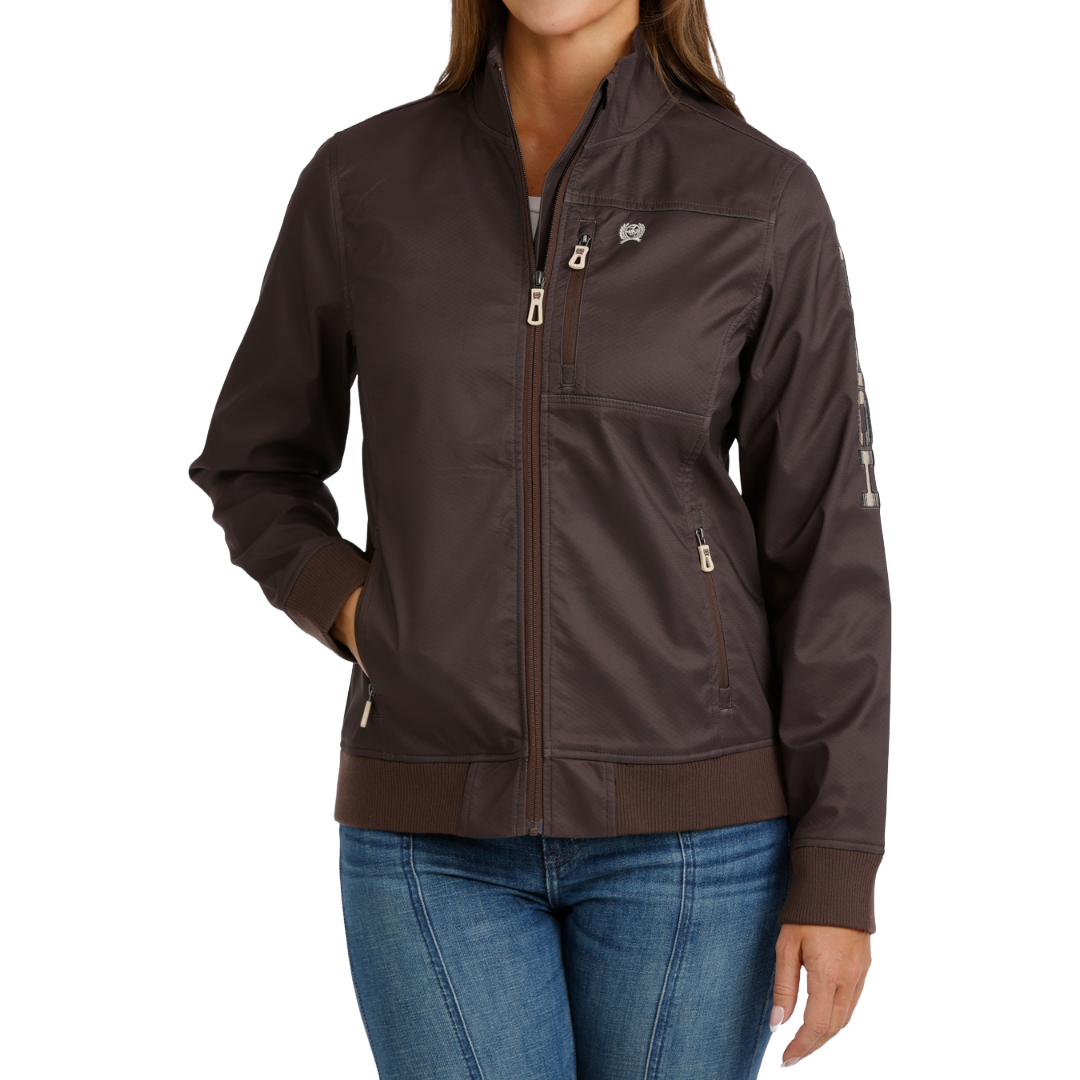 Cinch Ladies Brown Embroidered Sleeve Bonded Jacket MAJ9902004