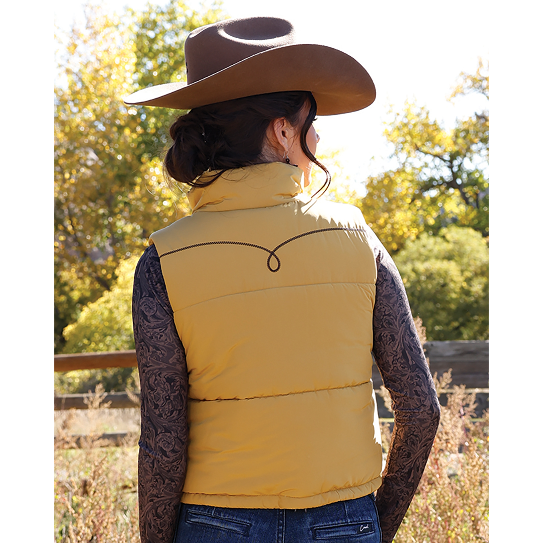 Cruel Denim Ladies Gold Cropped Puffer Vest CWV7457001