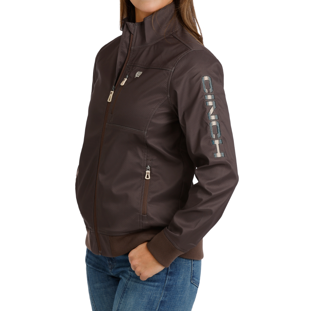 Cinch Ladies Brown Embroidered Sleeve Bonded Jacket MAJ9902004