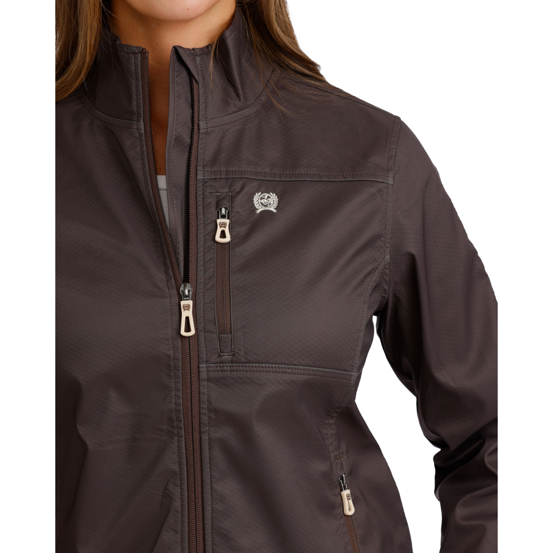 Cinch Ladies Brown Embroidered Sleeve Bonded Jacket MAJ9902004