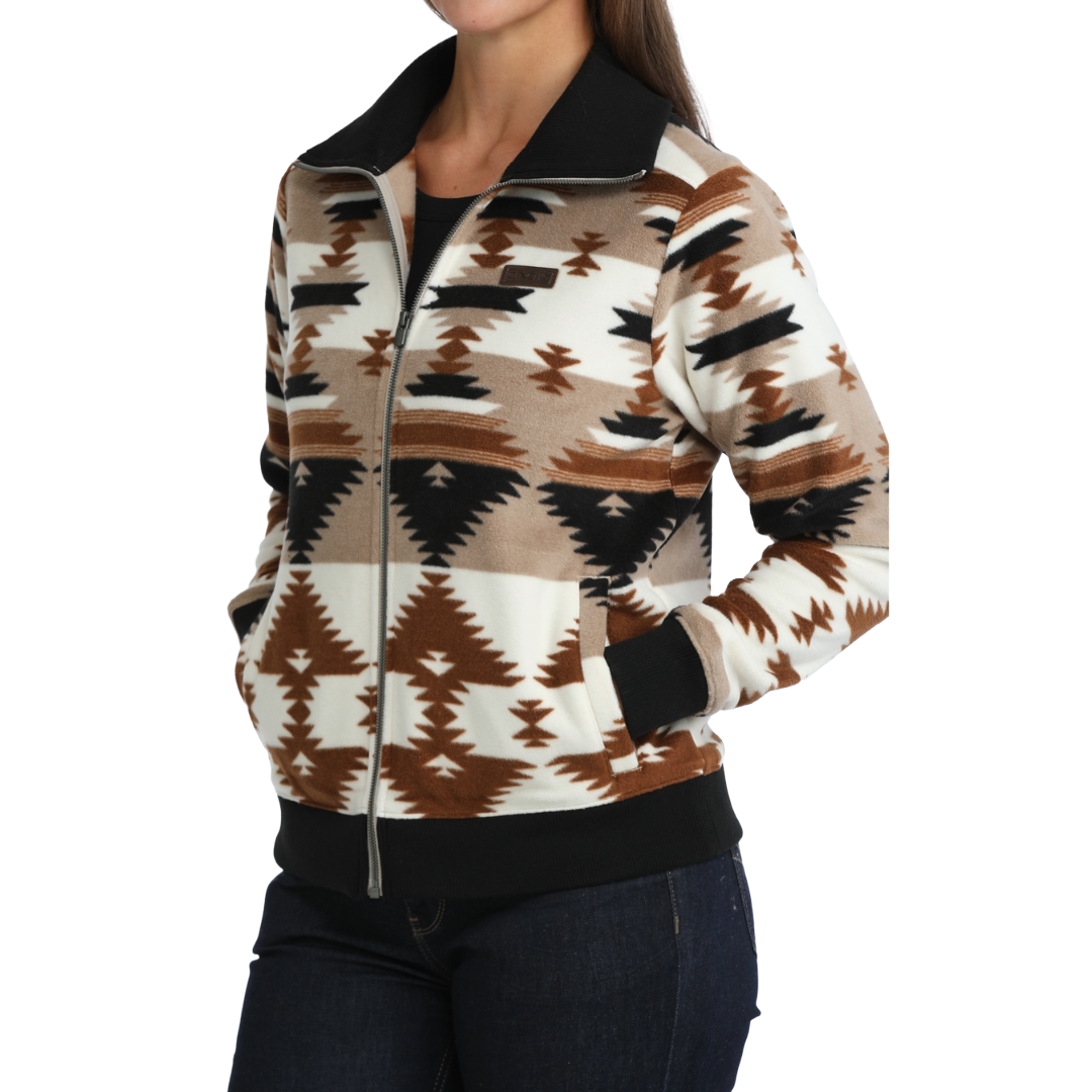 Cinch Ladies Khaki Western Print Sweater Jacket MAJ9919003