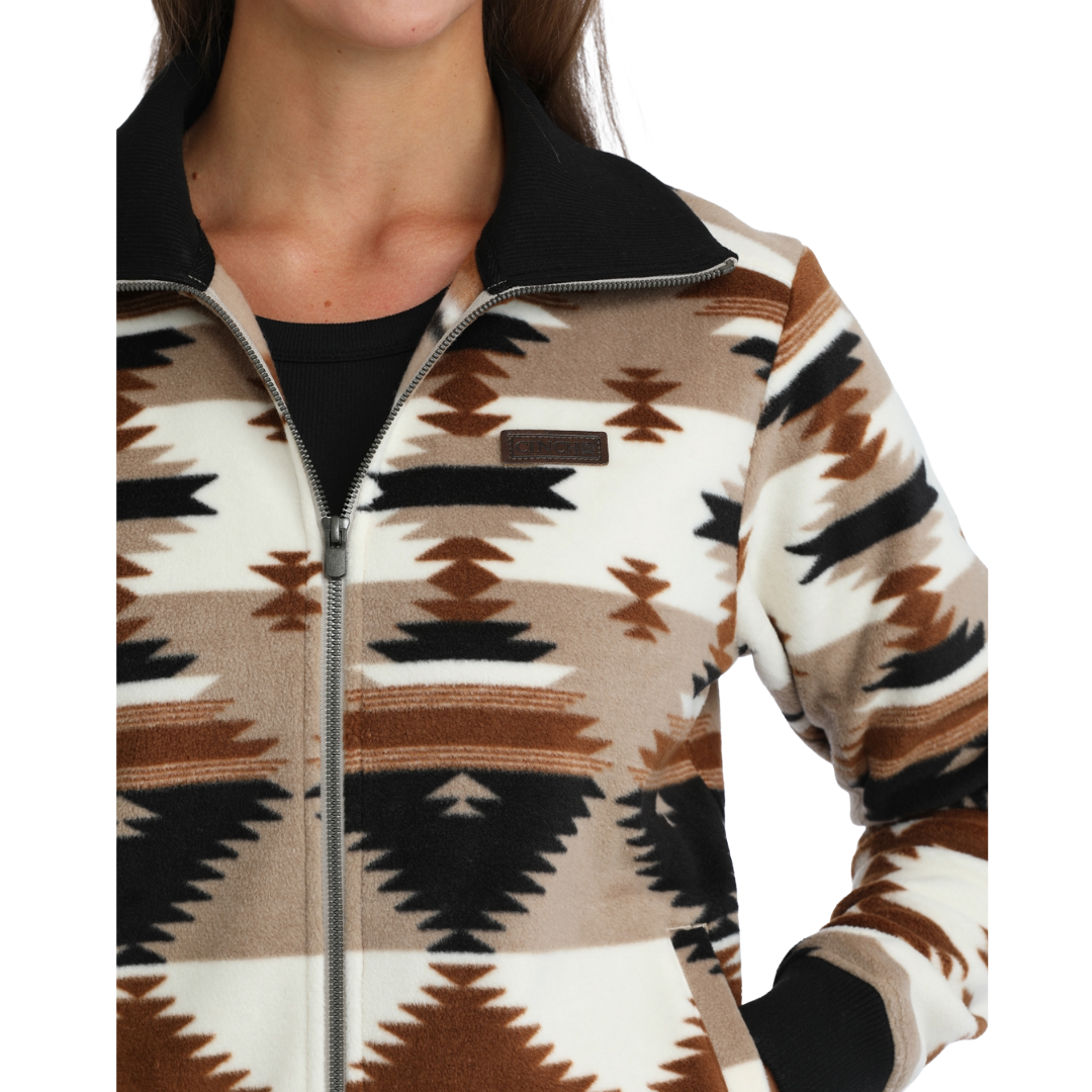 Cinch Ladies Khaki Western Print Sweater Jacket MAJ9919003