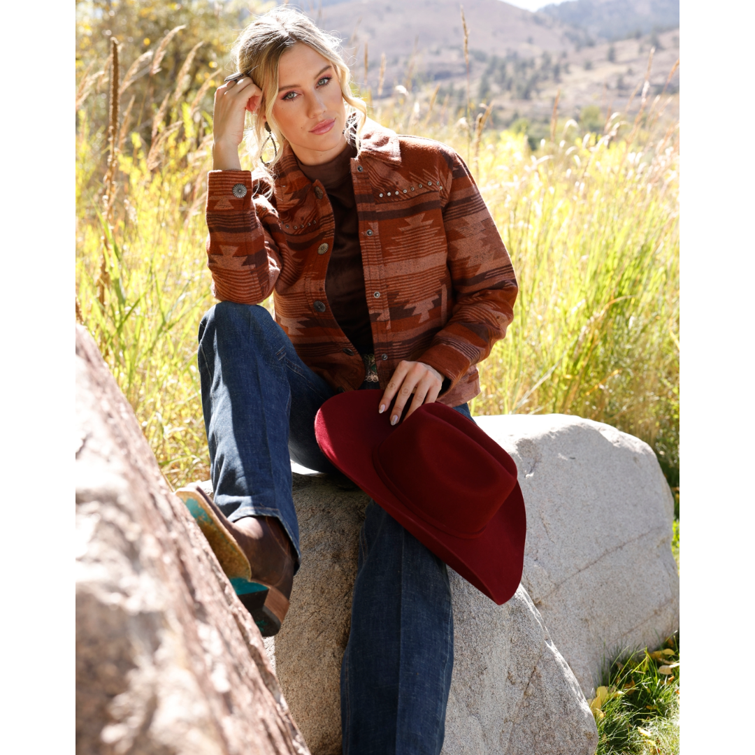 Cruel Denim Ladies Red Southwest Concho Trucker Jacket CWJ7481002