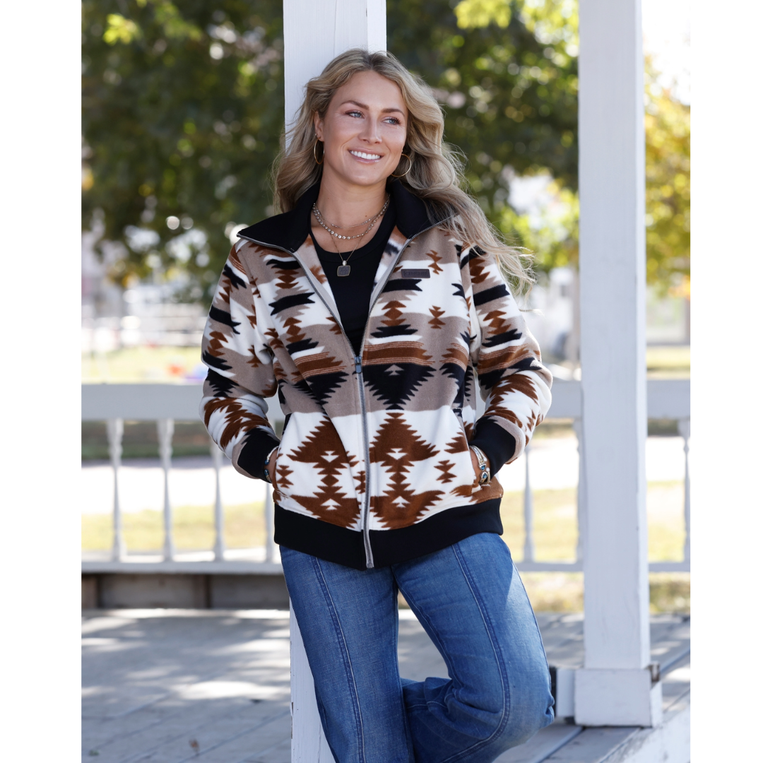 Cinch Ladies Khaki Western Print Sweater Jacket MAJ9919003