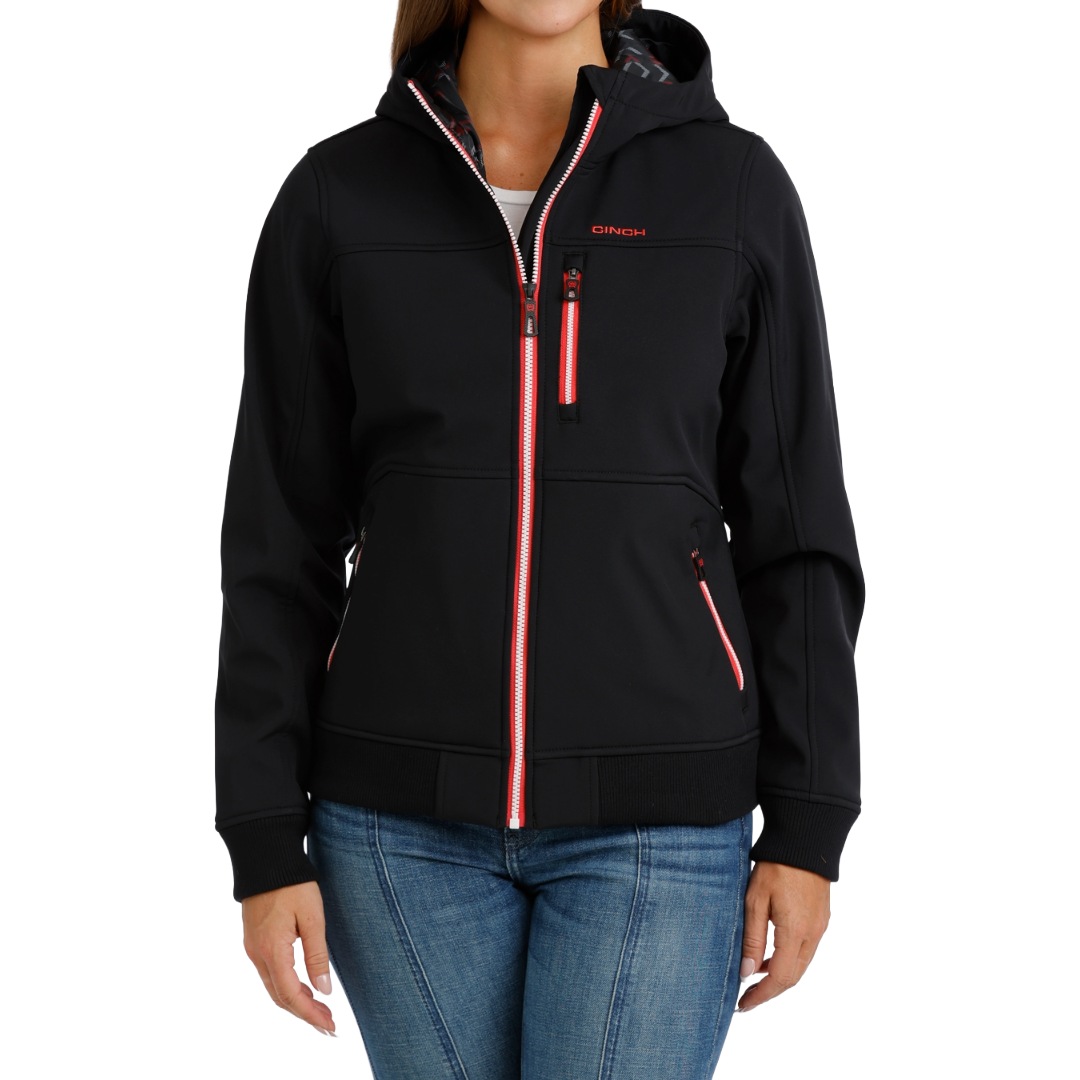 Cinch Ladies Black & Red Bonded Hoodie Jacket MAJ9928001