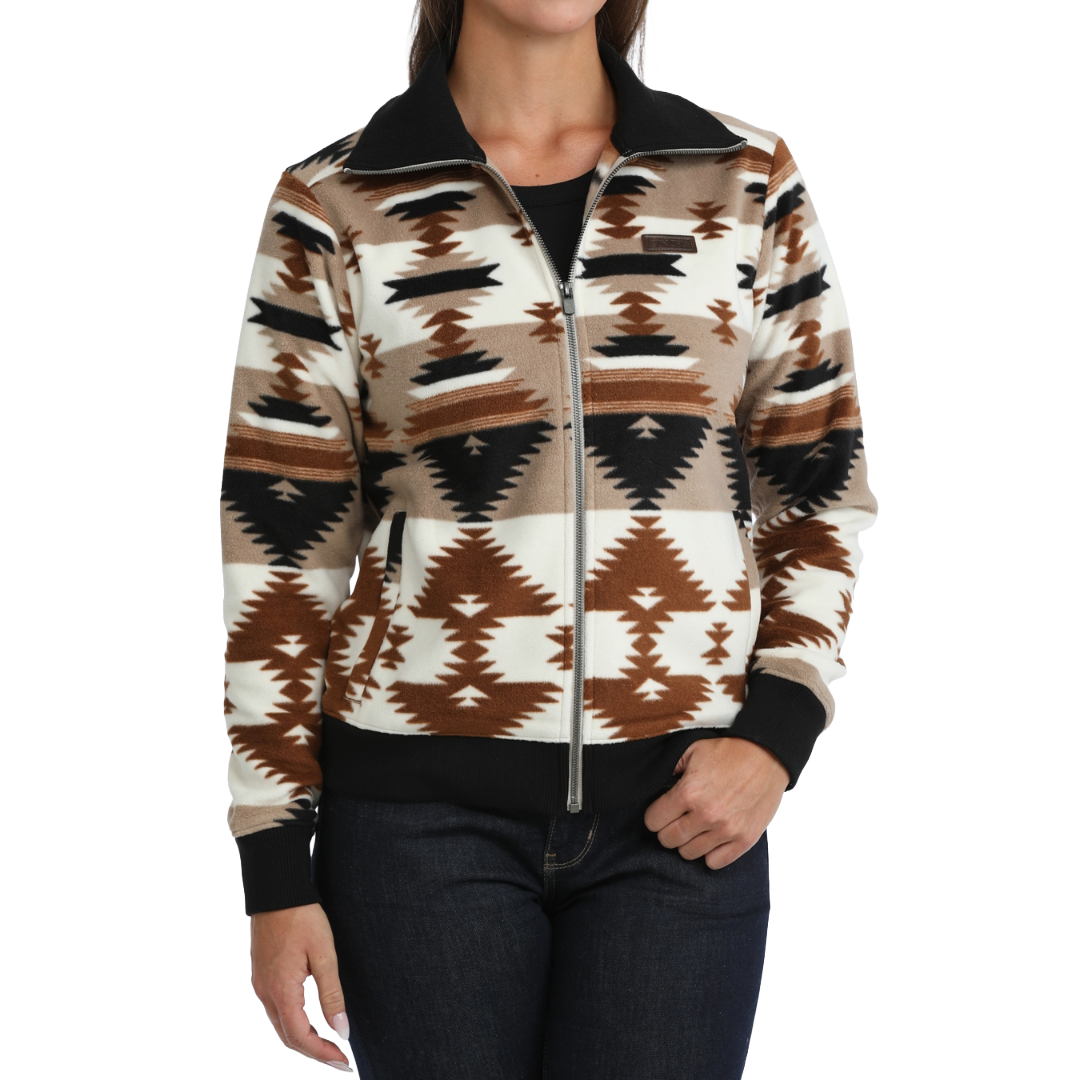 Cinch Ladies Khaki Western Print Sweater Jacket MAJ9919003