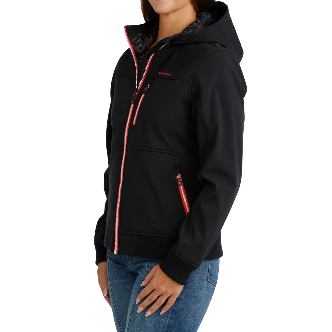 Cinch Ladies Black & Red Bonded Hoodie Jacket MAJ9928001