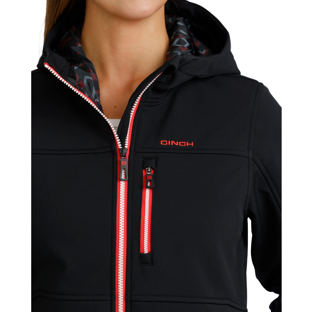 Cinch Ladies Black & Red Bonded Hoodie Jacket MAJ9928001