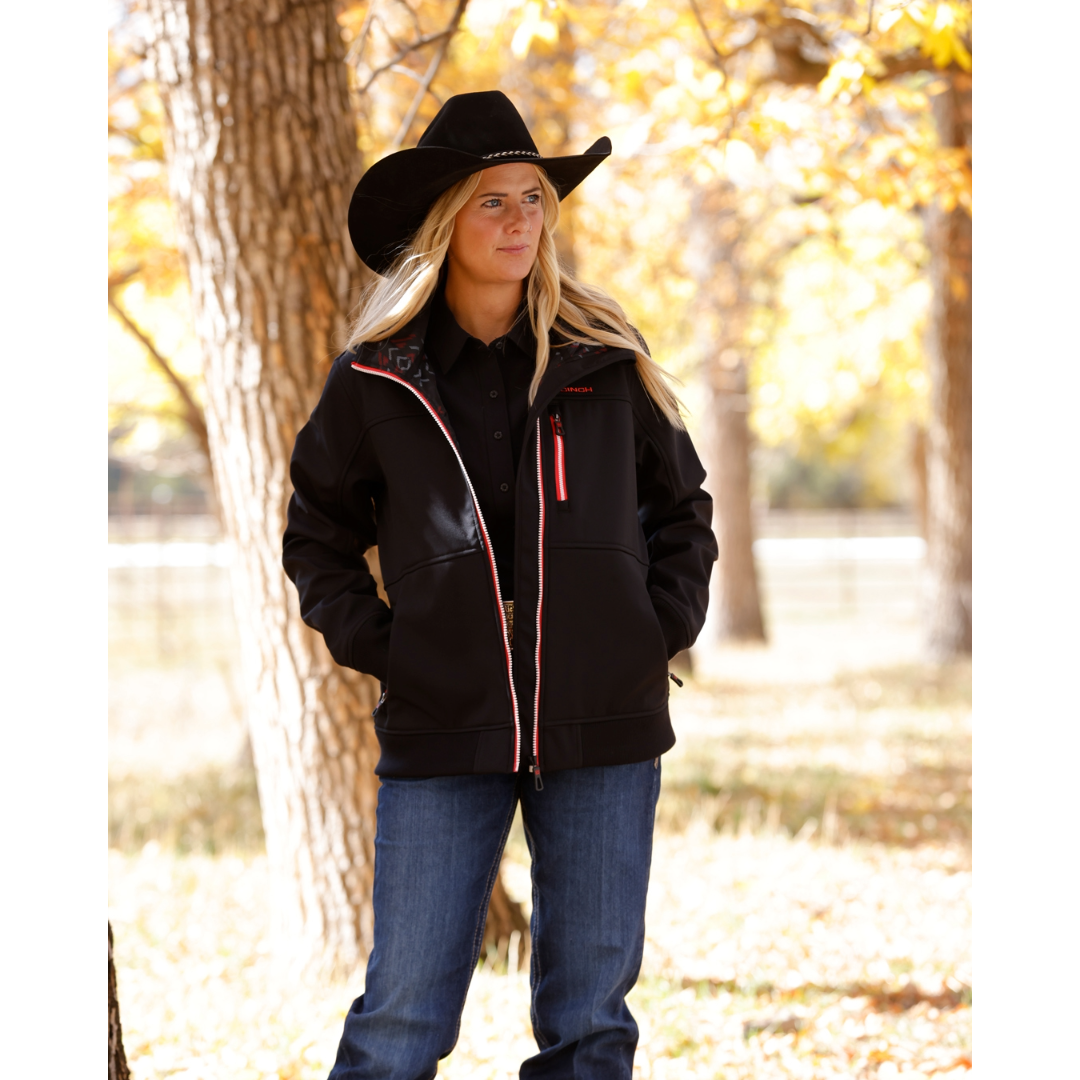 Cinch Ladies Black & Red Bonded Hoodie Jacket MAJ9928001
