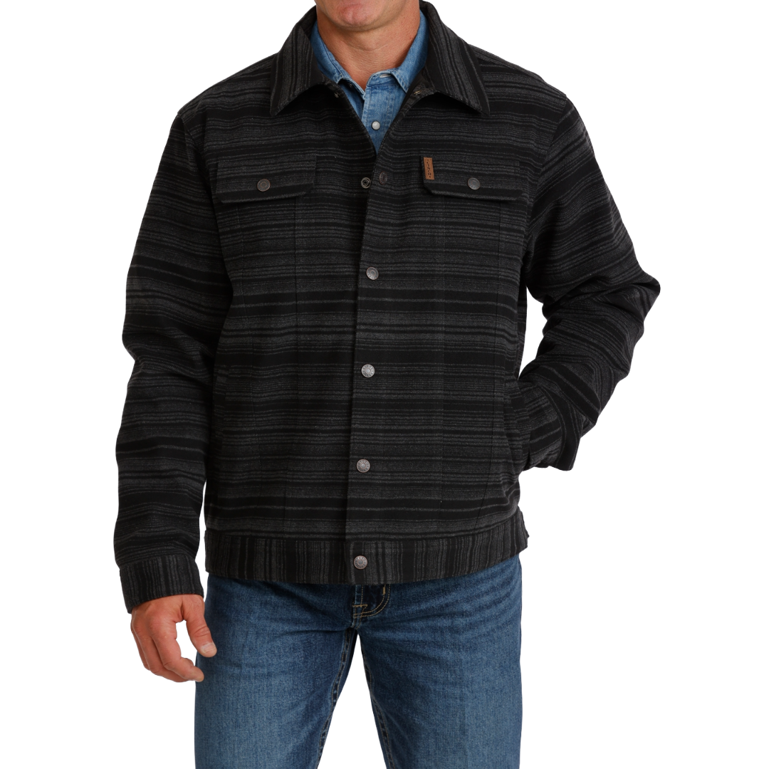 Cinch Men's Black Stripe Snap Trucker Jacket MWJ1921005