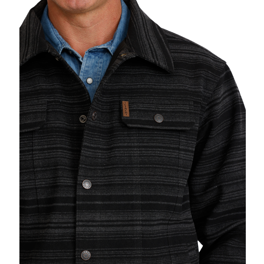 Cinch Men's Black Stripe Snap Trucker Jacket MWJ1921005