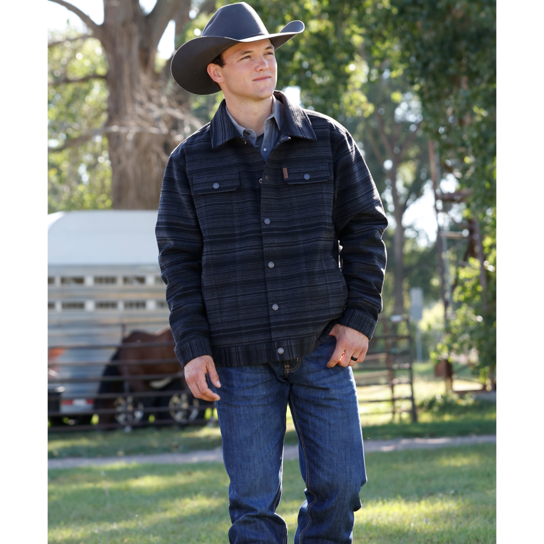 Cinch Men's Black Stripe Snap Trucker Jacket MWJ1921005