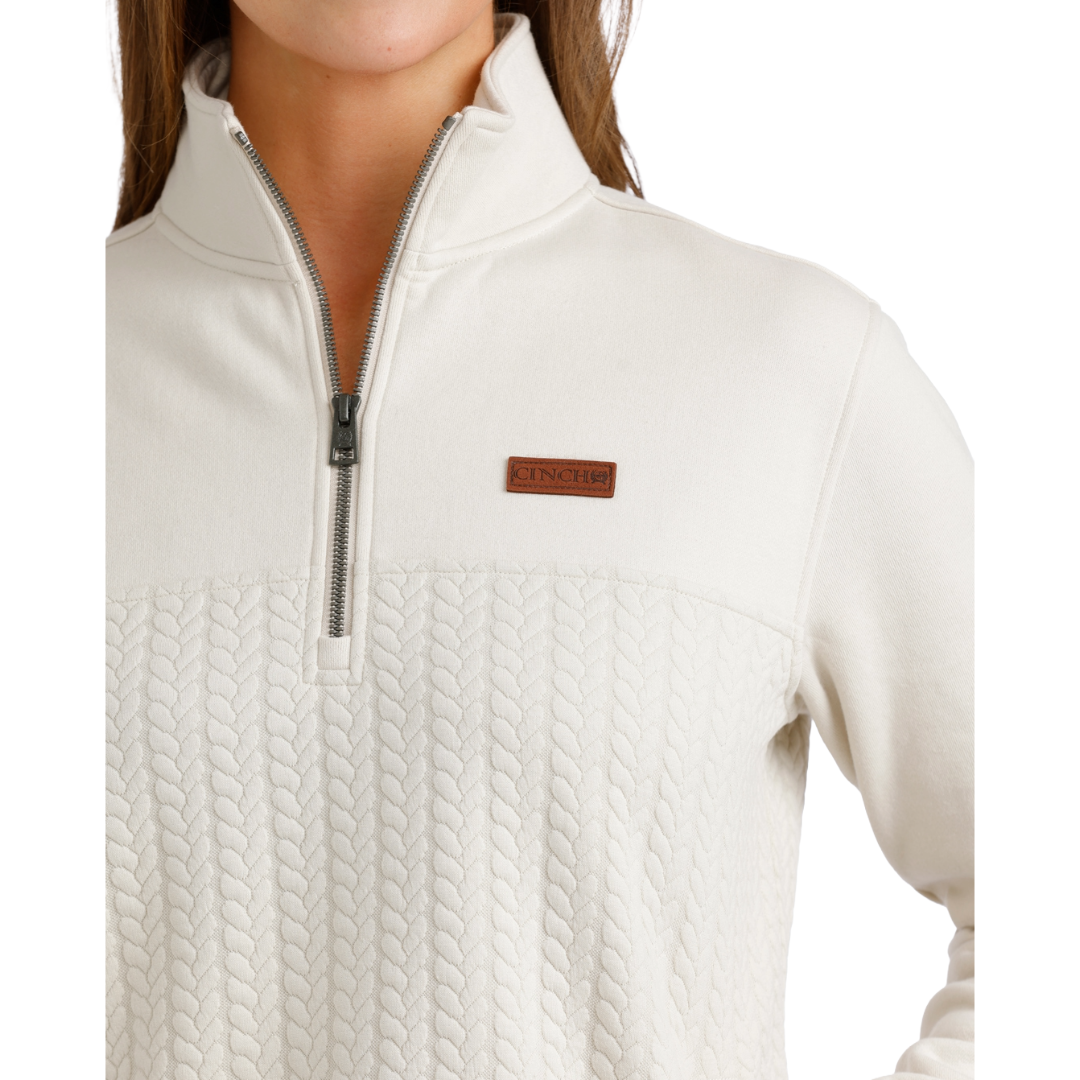 Cinch Ladies Cream Cable Knit 1/4 Zip Pullover MAK9936001