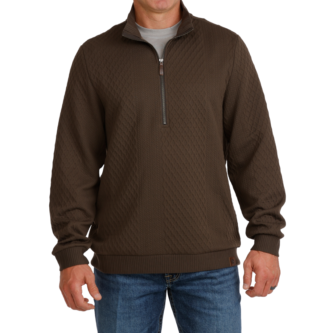Cinch Men's Brown 1/2 Zip Cable Knit Pullover MWK1957002