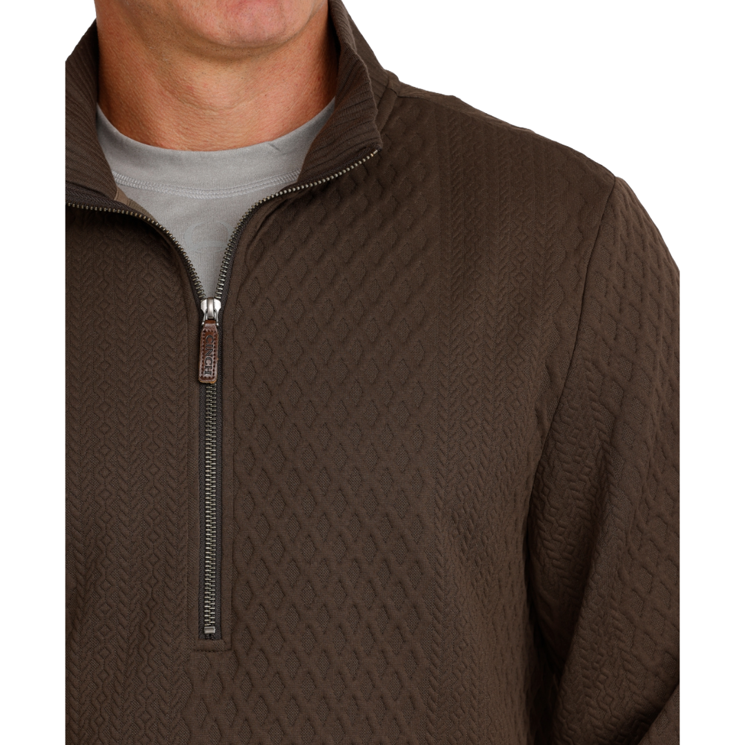 Cinch Men's Brown 1/2 Zip Cable Knit Pullover MWK1957002