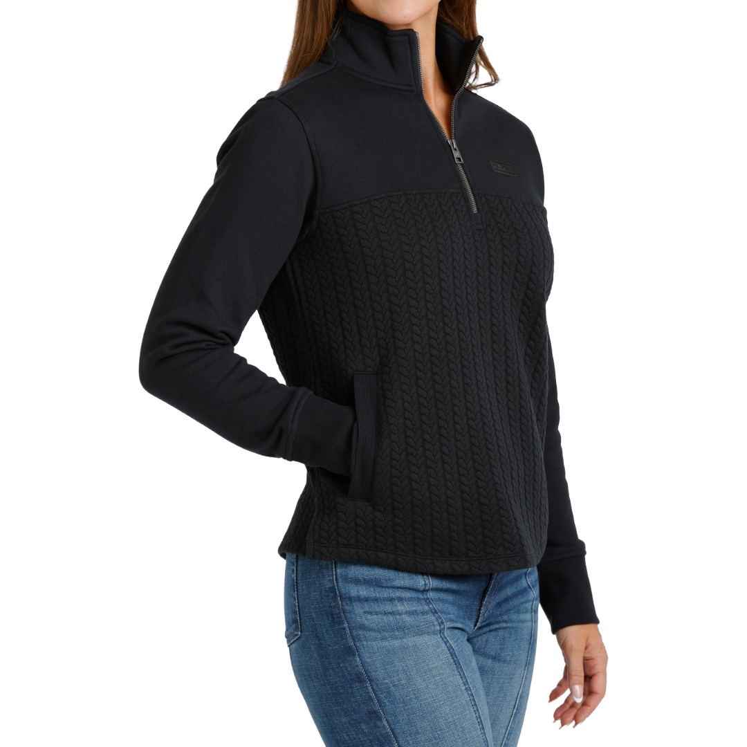 Cinch Ladies Black Cable Knit 1/4 Zip Pullover MAK9936002
