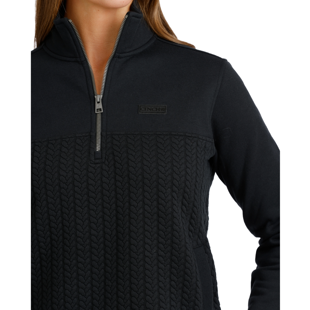 Cinch Ladies Black Cable Knit 1/4 Zip Pullover MAK9936002