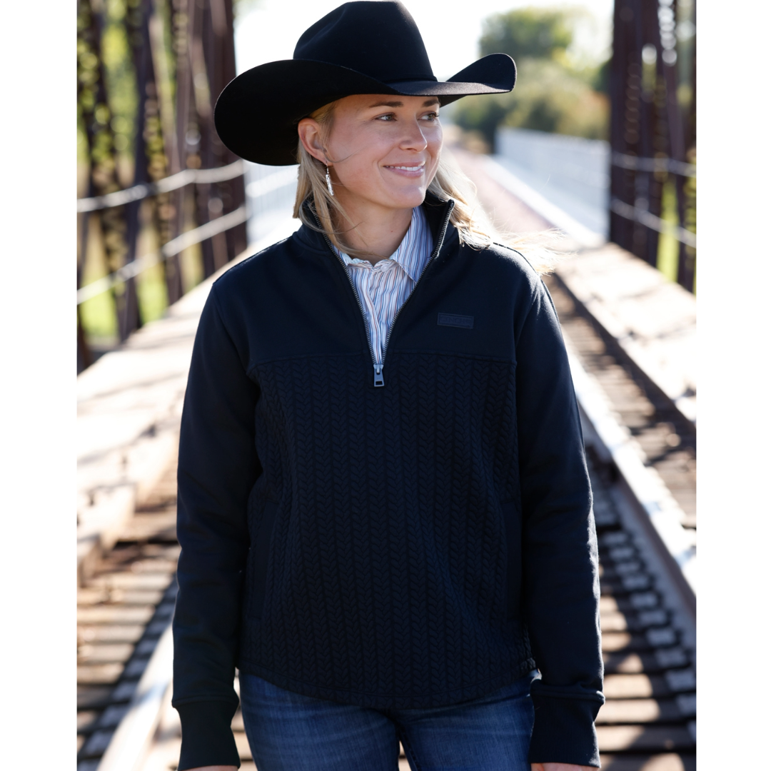 Cinch Ladies Black Cable Knit 1/4 Zip Pullover MAK9936002