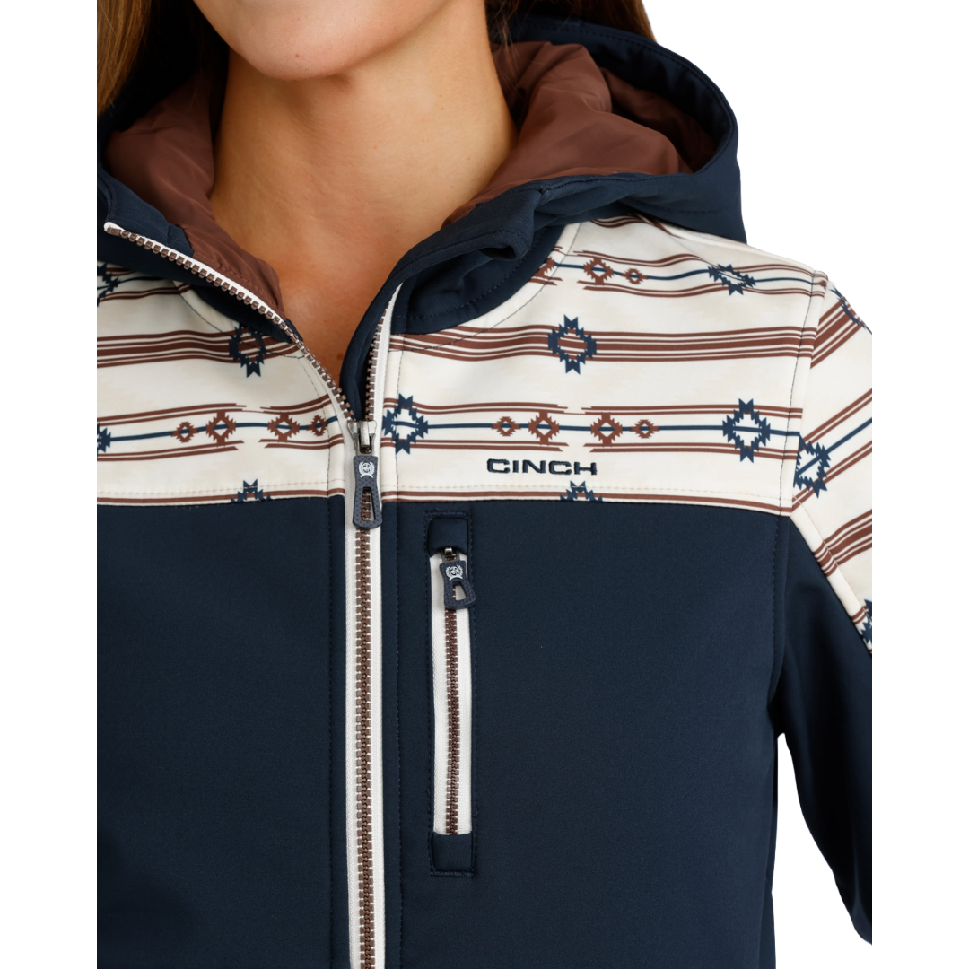 Cinch Ladies Navy Western Stripe Bonded Hoodie Zip Jacket MAJ9844005