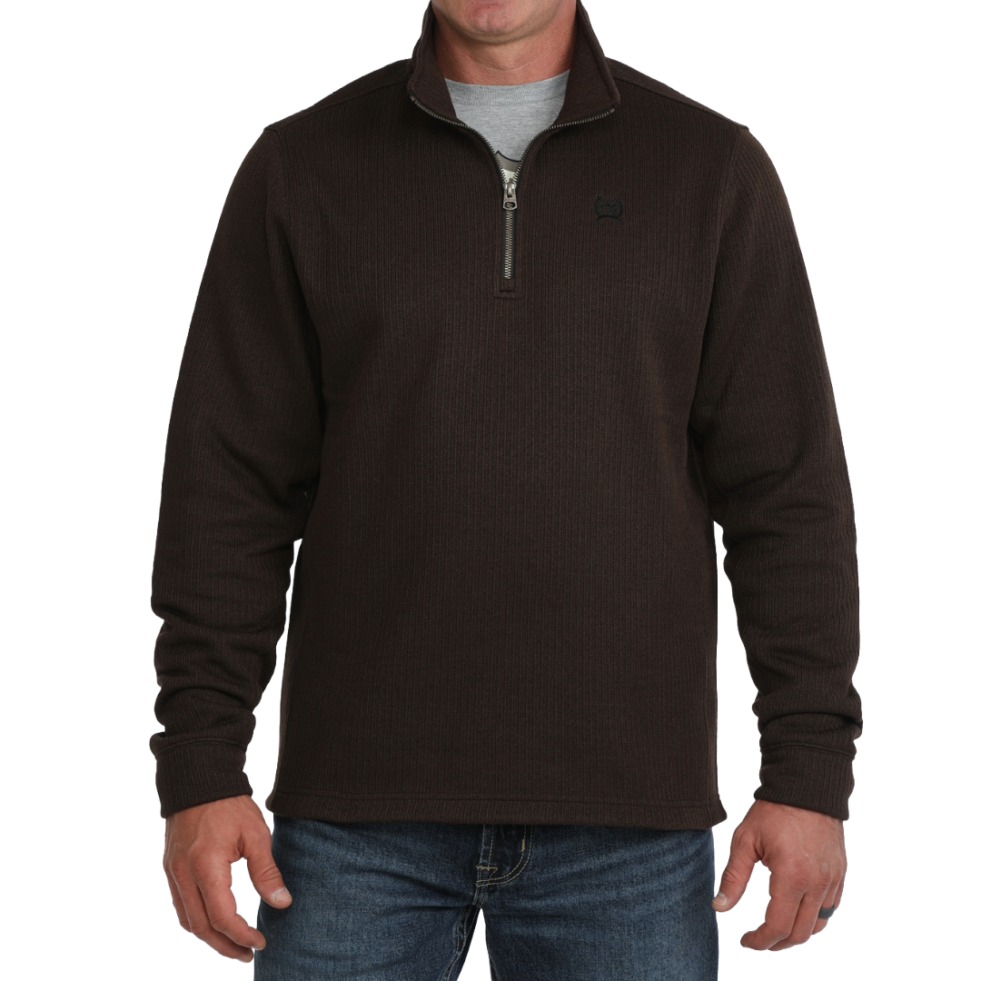 Cinch Men's Brown 1/4 Zip Ribbed Knit Pullover MWK1080022