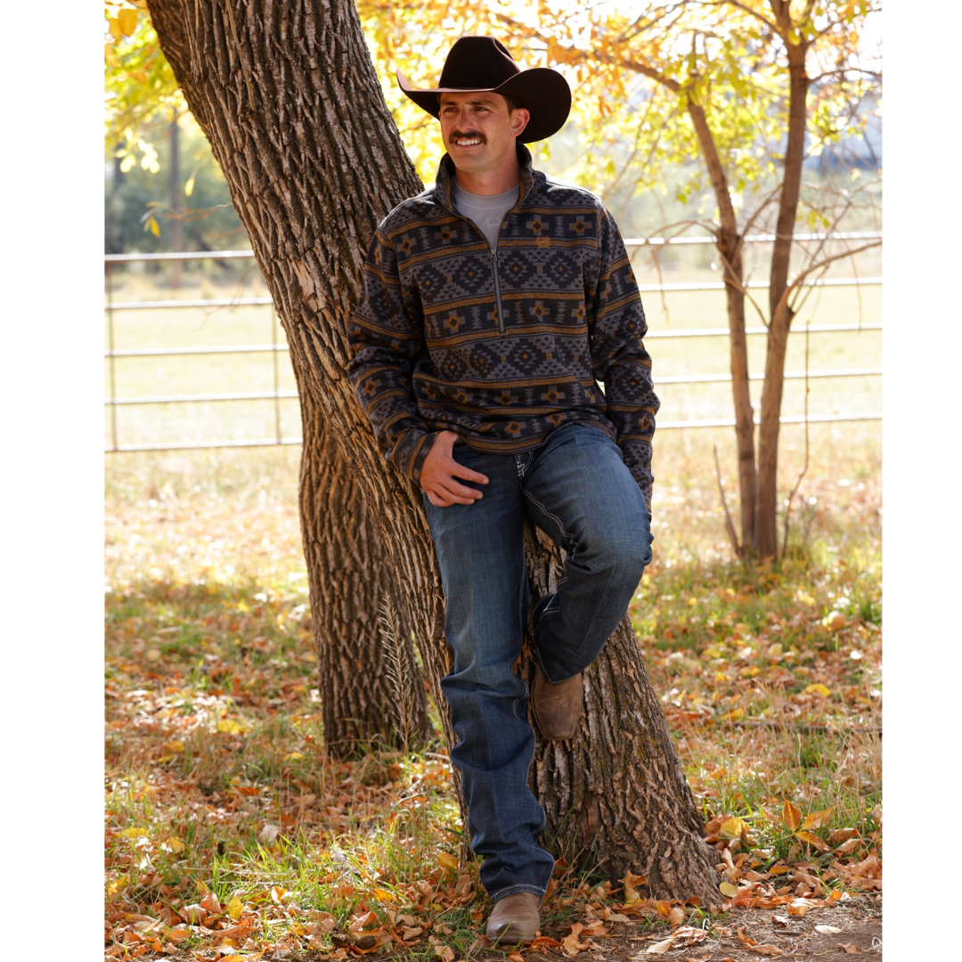 Cinch Men's Charcoal Aztec 1/2 Zip Pullover MWK1558006