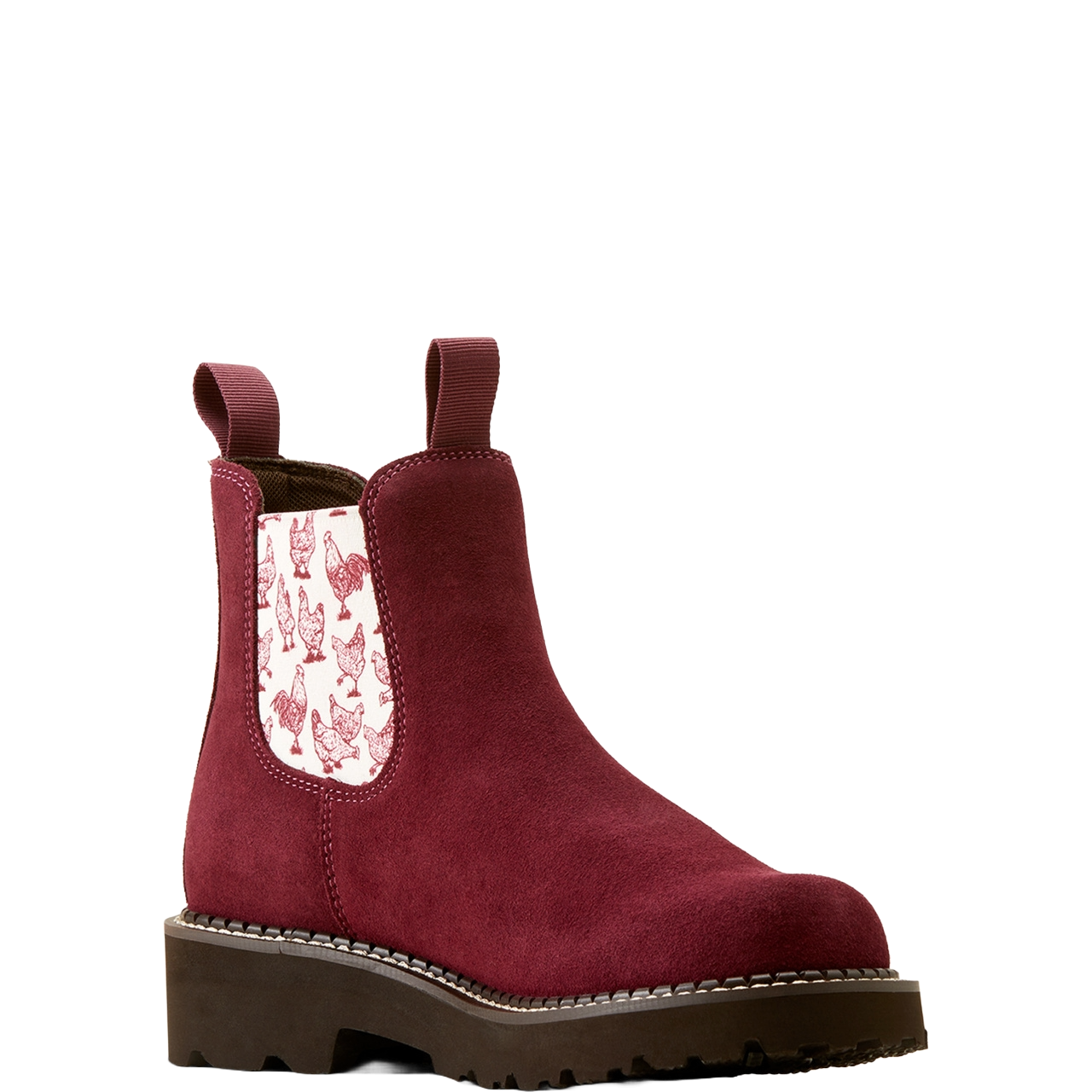 Ariat Ladies Fatbaby Twin Gore Burgundy Suede Western Boots 10050892