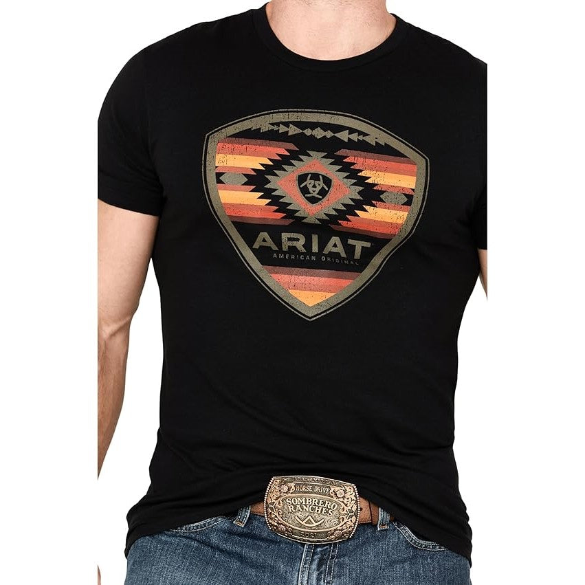 Ariat Men's Logo Shield Geo Fill Black Graphic T-Shirt 10050783