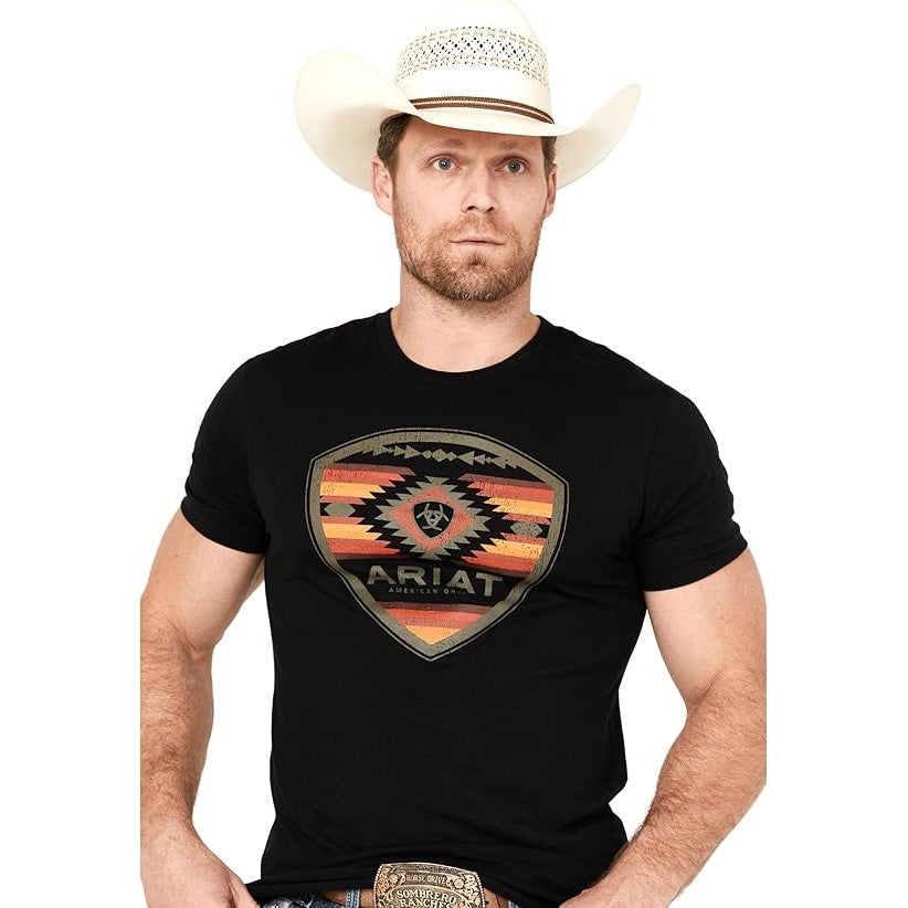 Ariat Men's Logo Shield Geo Fill Black Graphic T-Shirt 10050783