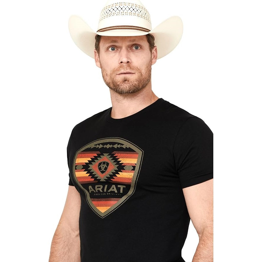 Ariat Men's Logo Shield Geo Fill Black Graphic T-Shirt 10050783
