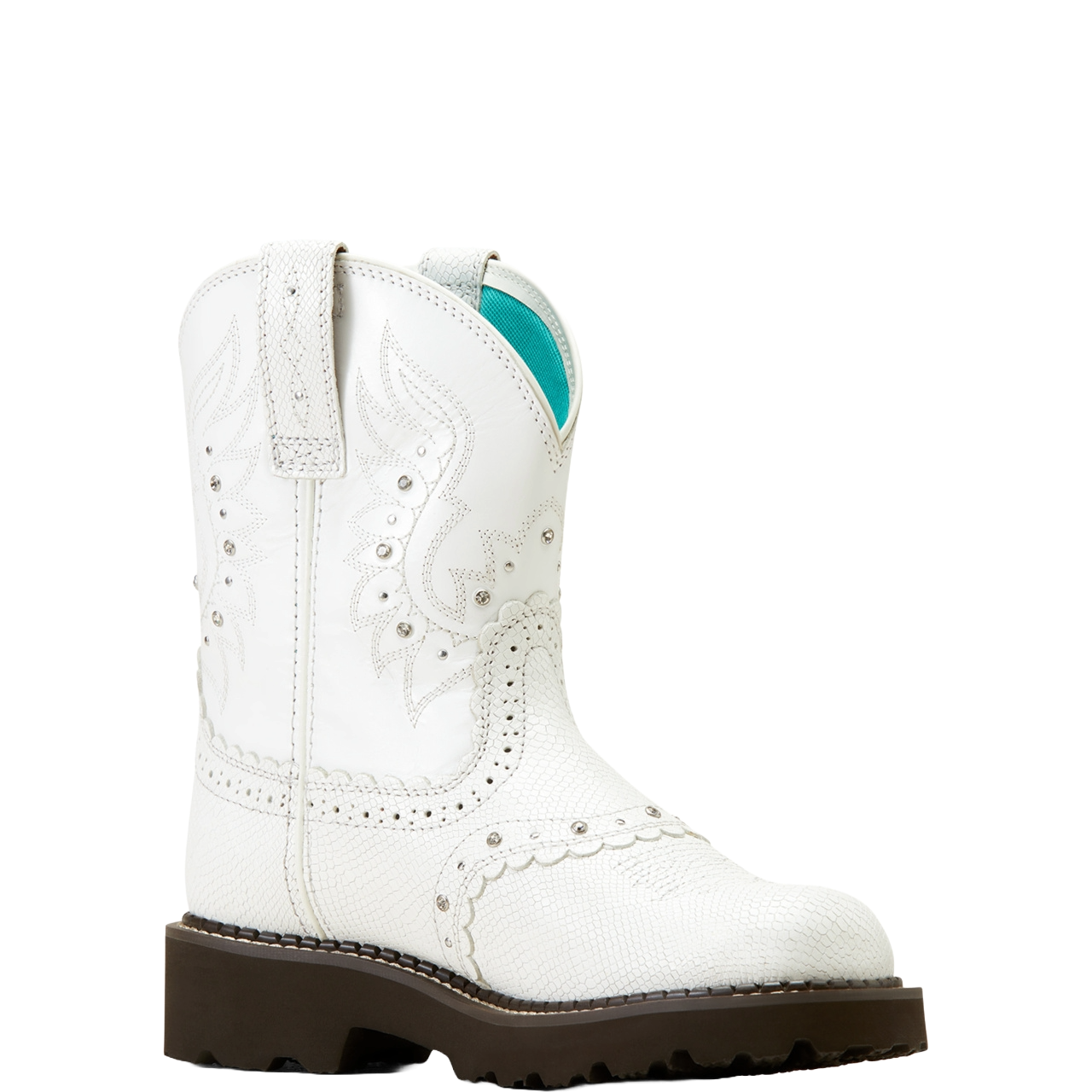 Ariat Ladies Gembaby White Snake Emboss Western Boots 10047012