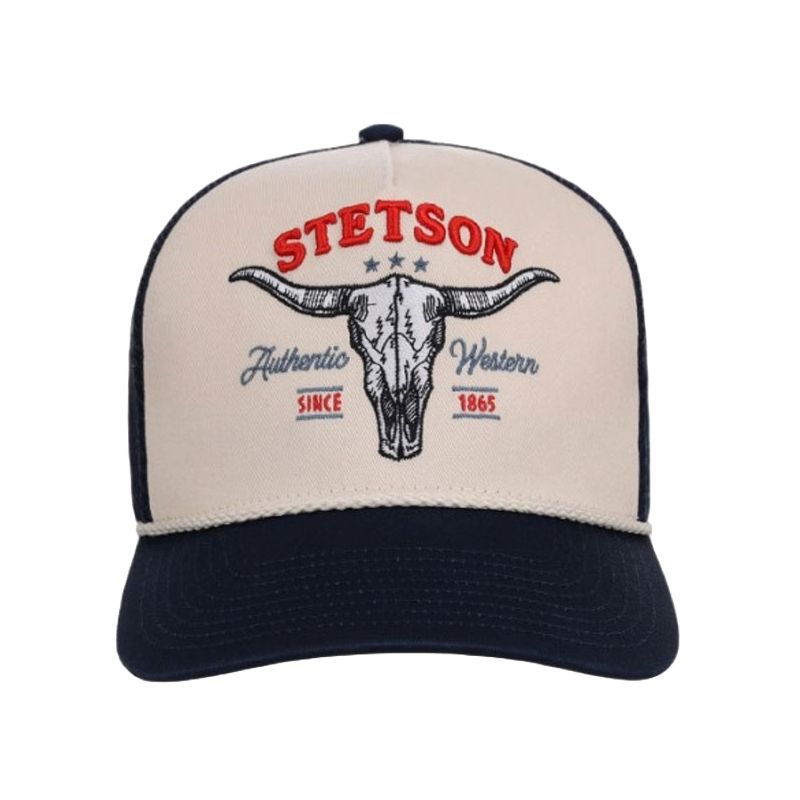 Stetson Men's Authentic Western Skull Graphic Navy Trucker Cap 07-077-0102-0144