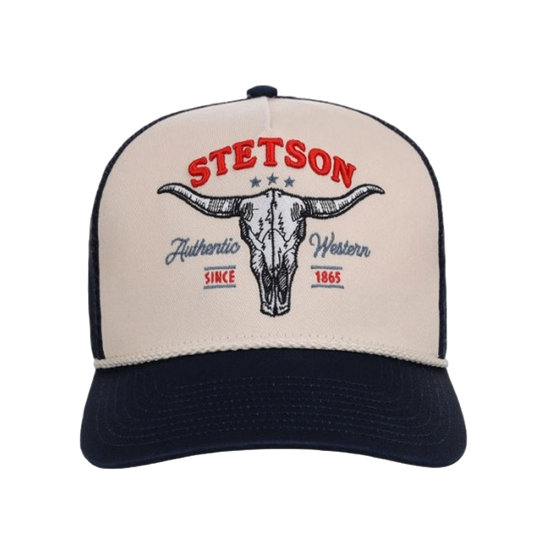 Stetson Men's Authentic Western Skull Graphic Navy Trucker Cap 07-077-0102-0144