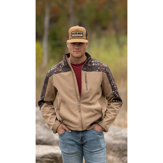 Hooey Men's Aztec Brown Yoke Tan Softshell Jacket HJ129AZTN