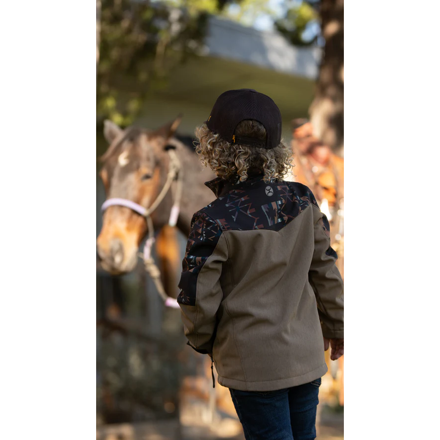 Hooey Youth Boy's Aztec Brown Yoke Tan Softshell Jacket HJ129AZTN-Y