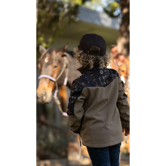 Hooey Youth Boy's Aztec Brown Yoke Tan Softshell Jacket HJ129AZTN-Y