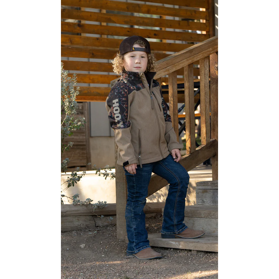 Hooey Youth Boy's Aztec Brown Yoke Tan Softshell Jacket HJ129AZTN-Y