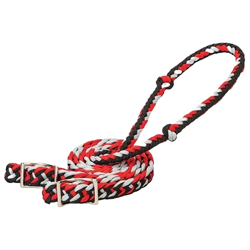 Load image into Gallery viewer, Weaver Nylon Braided Barrel Rein Black/Red/Gray
