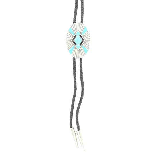 Load image into Gallery viewer, Double S Men&amp;#39;s  Silver Southwestern Design Bolo Tie 22826
